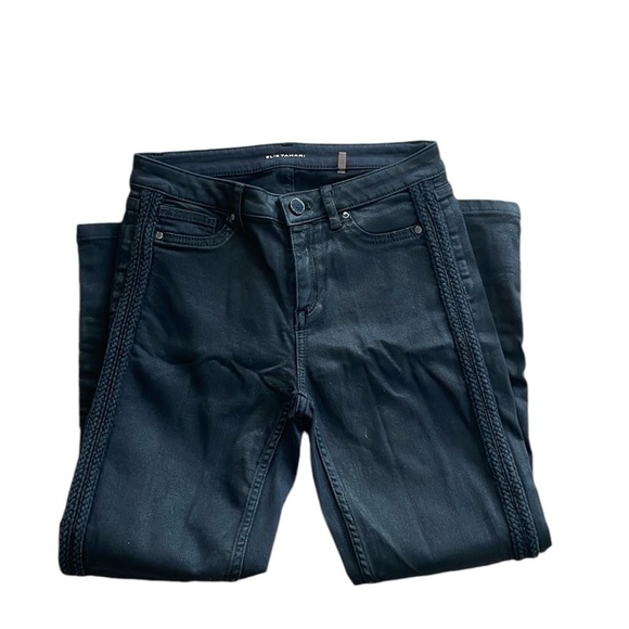 Elie Tahari Azella Braid Waxed Skinny Jeans in Black Size 25 - Picture 5 of 10